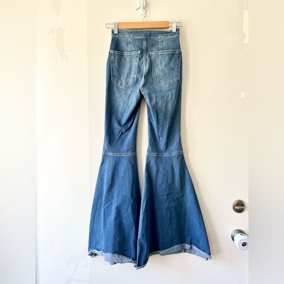 Free People Just Float on Flare Wide Leg Jeans in Jericho Blue - Picture 6 of 7